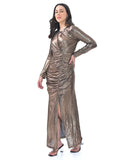 Golden Metallic Halter Neck dress