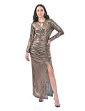 Golden Metallic Halter Neck dress