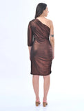 Copper Metallic one shoulder short dress