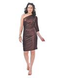 Copper Metallic one shoulder short dress