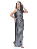 Silver Metallic one shoulder flare dress