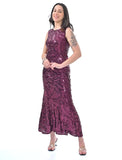 Wine Sequin dress with beads back design