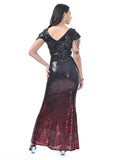 Black-Red shading sequin dress