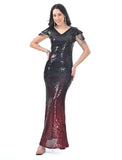 Black-Red shading sequin dress