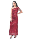 Maroon Sequin one shoulder dress