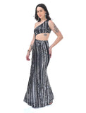 Black-Silver cut-out Sequin dress