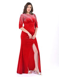 Cherry Red emblished stone velvet dress