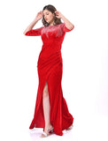 Cherry Red emblished stone velvet dress