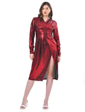 Dark Red Mettalic dress with slit