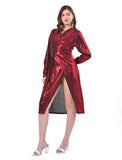 Dark Red Mettalic dress with slit