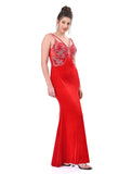 Cherry Red brallet emblished stone velvet dress