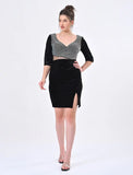 Black emblished stone velvet dress