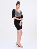 Black emblished stone velvet dress