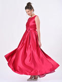 Red Satin flare dress