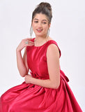 Red Satin flare dress