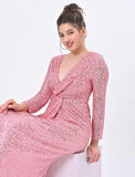 Baby Pink sequin full sleeve dress