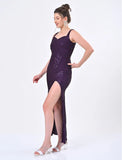 Purple Sequin brallete dress with slit