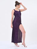 Purple Sequin brallete dress with slit