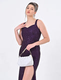 Purple Sequin brallete dress with slit