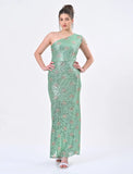 Light Green one Shoulder sequin dress