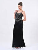 Black brallete emblished stone velvet dress