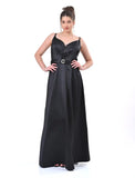 Black Satin flary dress with sequined semi top