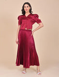 Maroon satin midi