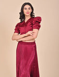 Maroon satin midi