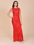 Red sequin powernet dress