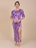 Lavender velvet dress with slit