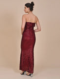 Maroon sequin Boat neck dress