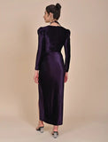 Purple velvet dress with slit