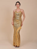 Gold sequin dress with slit