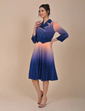 Peach Blue soft satin dress