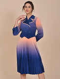 Peach Blue soft satin dress