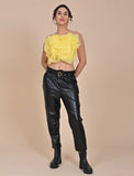 Yellow silk crop top